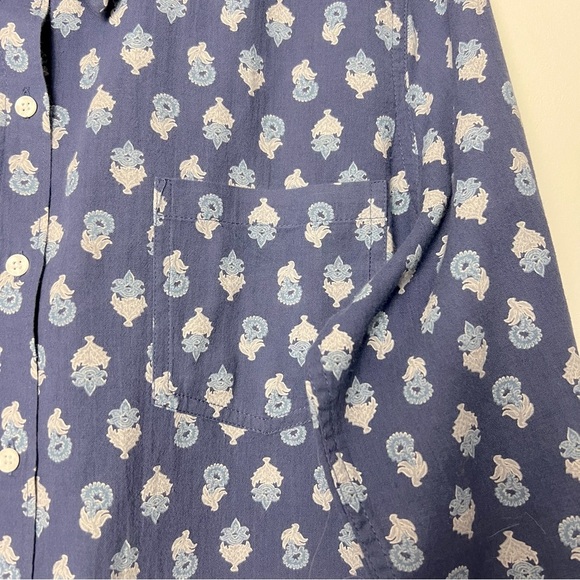 Lucky Brand Blue and White Patterned Button Up Lightweight Cotton Women's Shirt - Picture 7 of 13